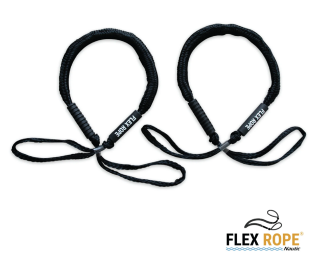 Flex Rope landvast / aanmeerlijn Zwart Set van 2 stuks