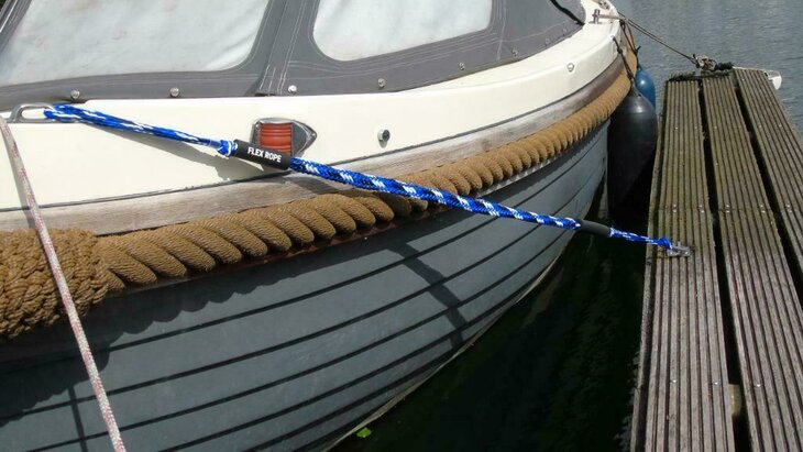 Flex Rope landvast / aanmeerlijn Wit/blauw Set van 2 stuks